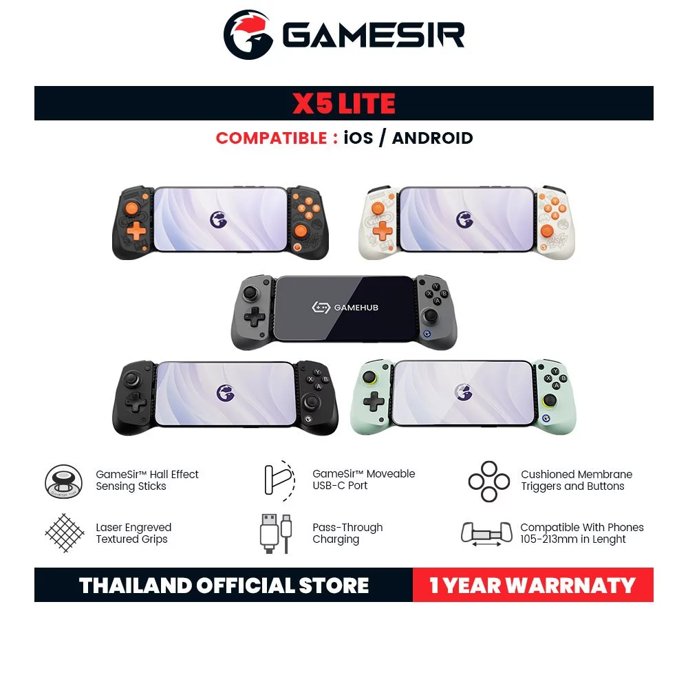 จอย X5 Lite Type-C Mobile Gaming Controller จอยเกมมือถือ เชื่อมต่อด้วย Type-C รองรับ 105 - 213 มม.