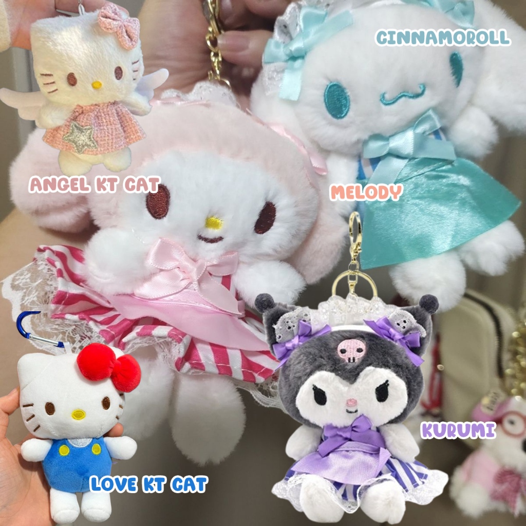 พวงกุญแจตุ๊กตา SANRIO คุโรมิ/เมโลดี้/ปาชา จี้ตุ๊กตาแมว Hello Kitty น่ารัก ชิวาวาน่าเกลียด ห้อยกระเป๋านักเรียนได้