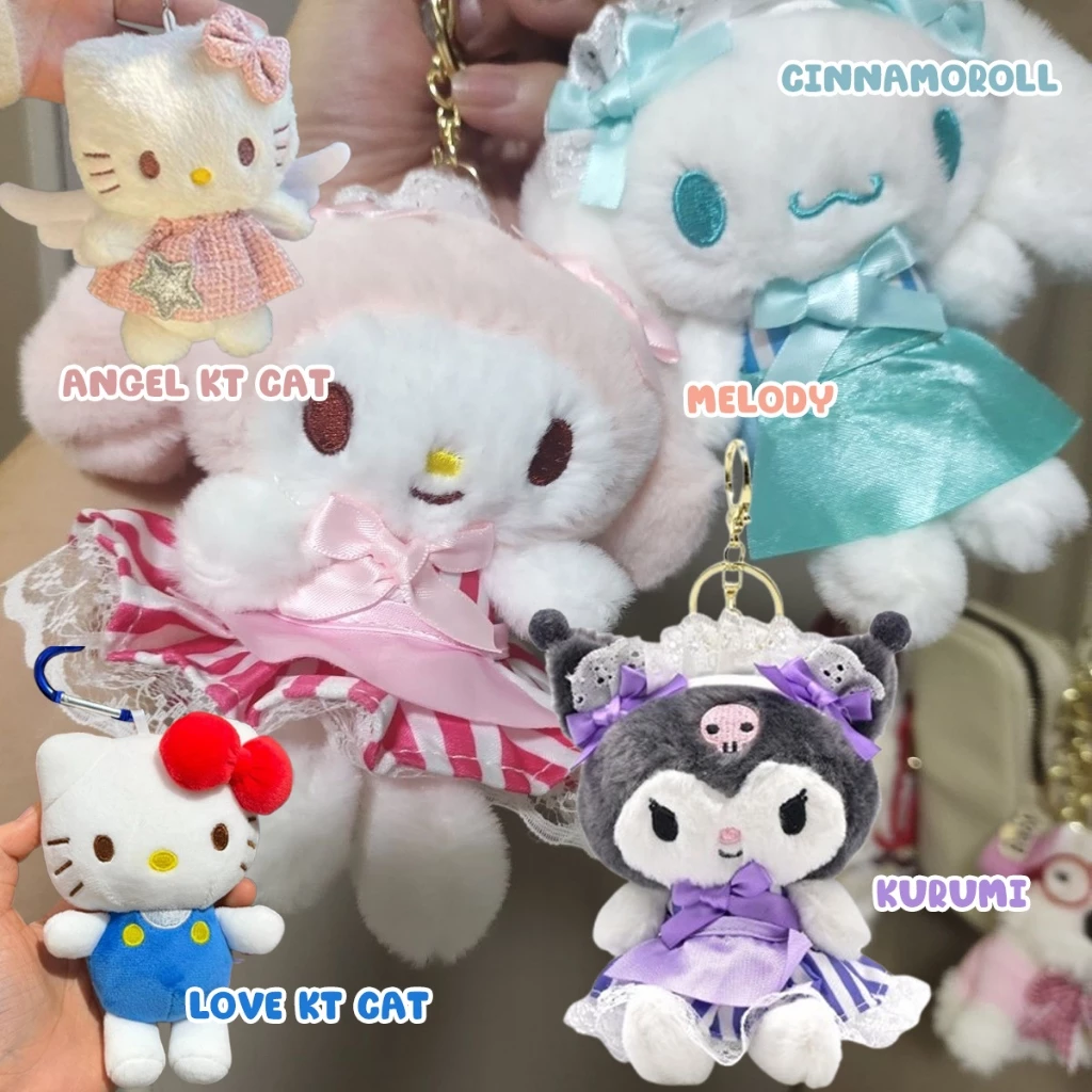 พวงกุญแจตุ๊กตา SANRIO คุโรมิ/เมโลดี้/ปาชา จี้ตุ๊กตาแมว Hello Kitty น่ารัก ชิวาวาน่าเกลียด ห้อยกระเป๋านักเรียนได้