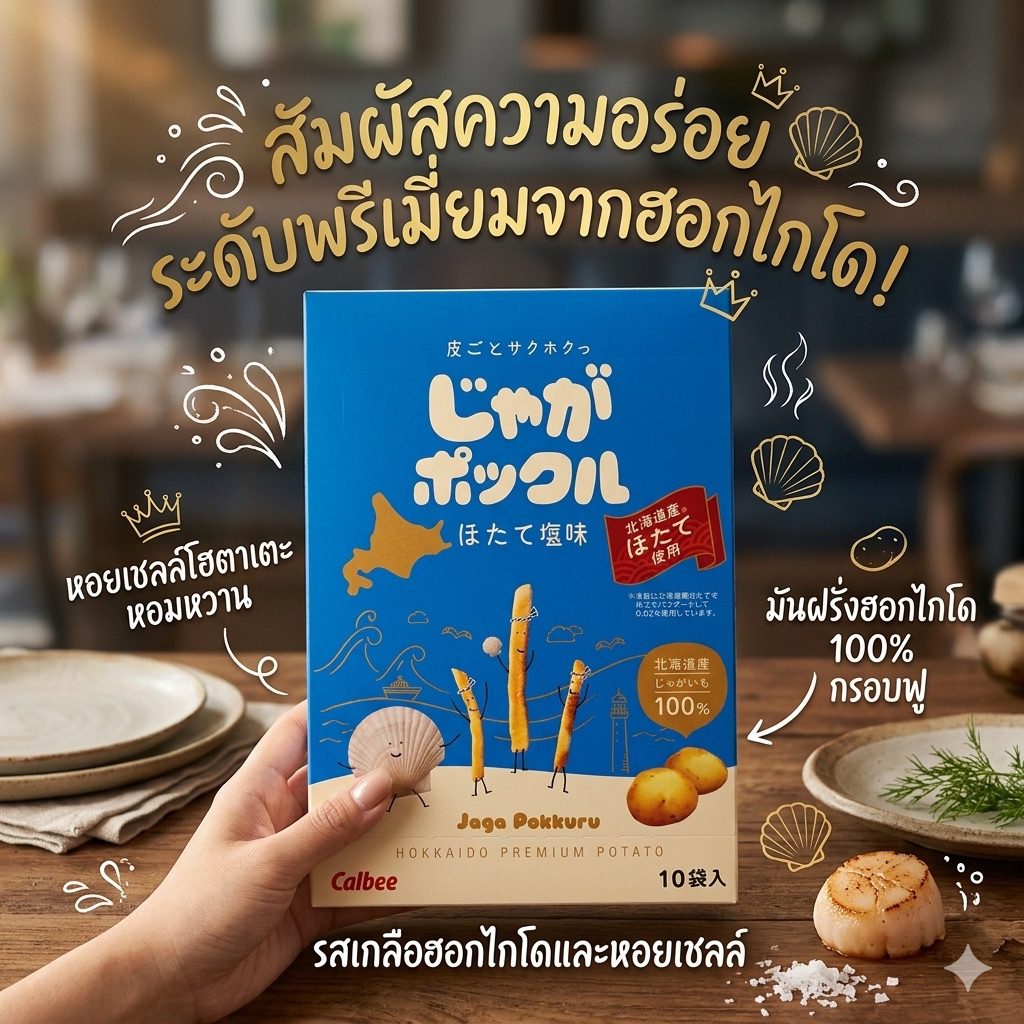 ‼️ร้านนี้ถูกที่สุด‼️Potato Pokkuru Scallop Salt Flavor หอยเชลล์จากทะเลของฮอกไกโด รสลิมิเต็ดเอดิชั่น