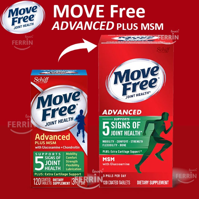 Schiff, Move Free, Advanced Plus MSM with Glucosamine & Chondroitin, 120 Coated Tablets บำรุงกระดูกข้อเข่า