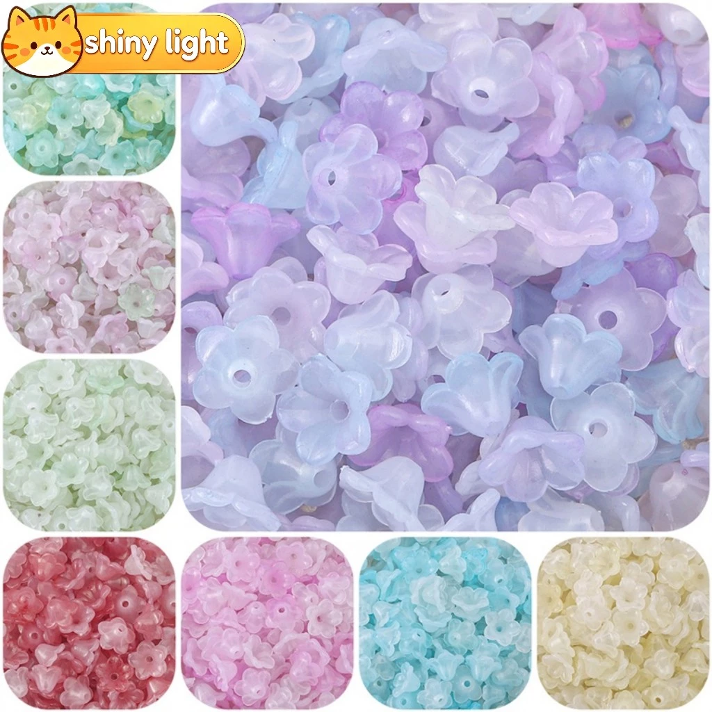ลูกปัดดอกลิลลี่แห่งหุบเขาแก้วใสสีไล่ระดับ 12x7 มม. 100 ชิ้น อุปกรณ์ DIY ทำสร้อยข้อมือ สร้อยคอ พวงมาลัยเครื่องประดับ