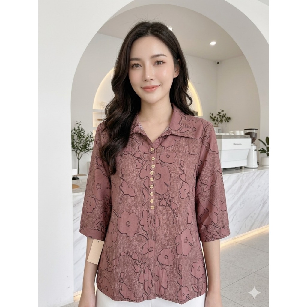 No.3เสื้อยืดเกาหลี ฟรีไฃส์32''-44''เสื้อยืดคอปกผุ้ใหญ่ แขนสามส่วน แบบสวม เนื้อผ้านิ่มใส่สบาย งานเย็บสวย