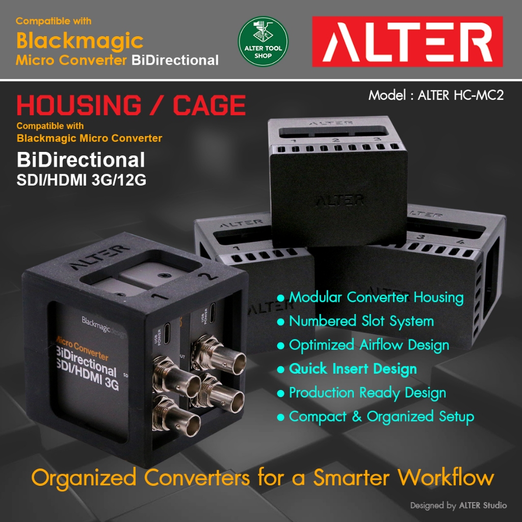 ALTER HC-MC2 Housing / Cage สำหรับ Blackmagic Micro Converter BiDirectional SDI/HDMI 3G/12G