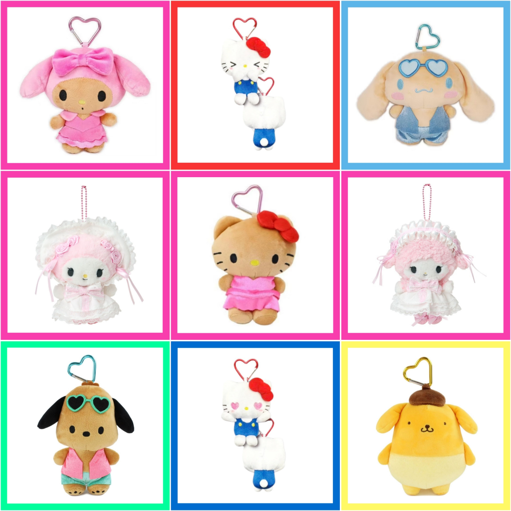 💚 แท้ 100% พวงกุญแจตุ๊กตา Sanrio Mascot Holder 💖 ตุ๊กตา Sanrio Original Basic พวงโซ่ไข่ปลา