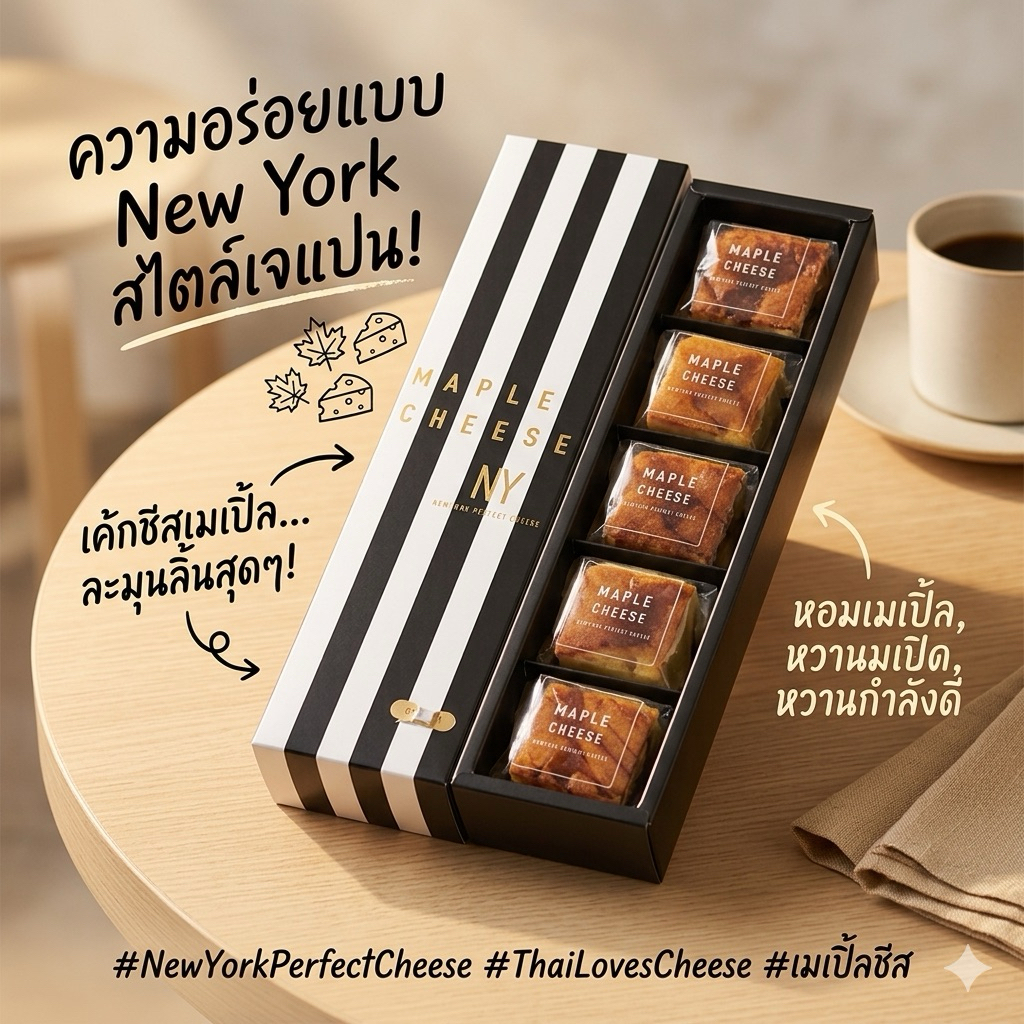 NY newyork perfect cheese เค้กหอมอร่อย ไม่หวานมาก สอดไส้เมเปิ้ล ดีงามมากกก แนะนำให้ลอง