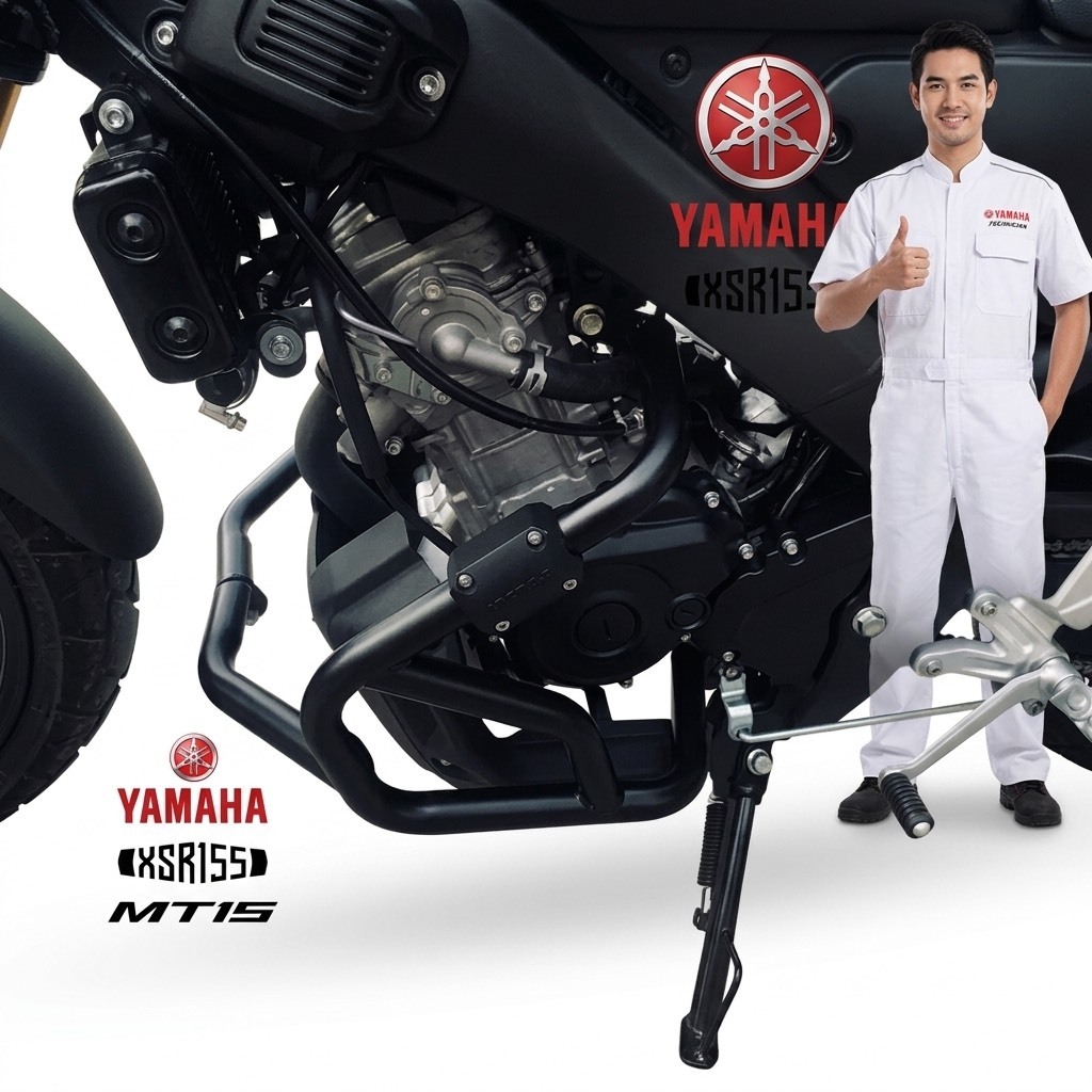เเคชบาร์ Yamaha XSR155/ Mt15 2018-2024  เเถม ประกับ 2 ข้างซ้าย-ขวา (LC-01) 😎A😎