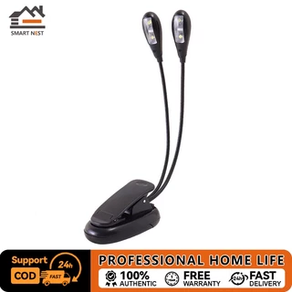 โคมไฟโน้ตดนตรี LED แบบหนีบ USB สำหรับขาตั้งโน้ต ใช้กับกีตาร์ เครื่องดนตรี หัวคู่ปรับได้ โคมไฟเปียโน