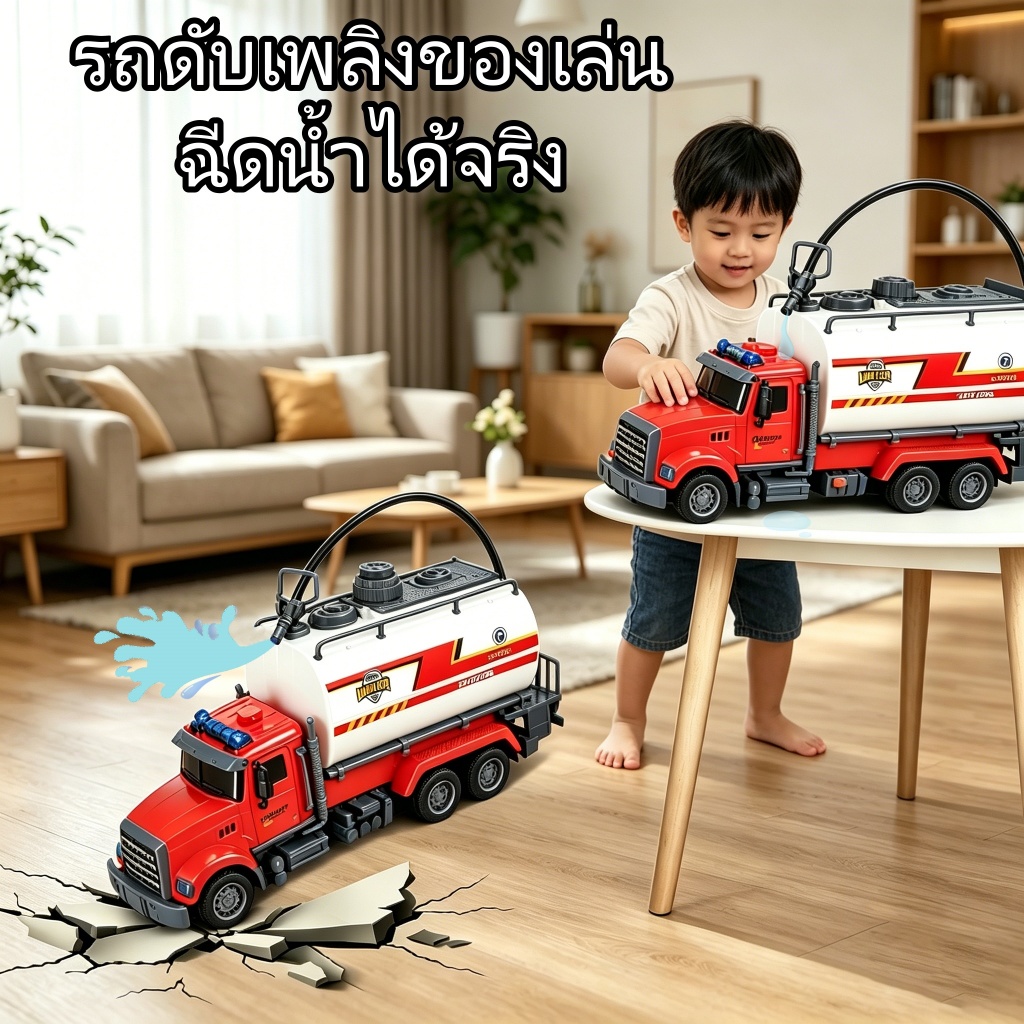 รถขนส่งคันใหญ่ ขนาดใหญ่รถของเล่น เครนรถของเล่น มีไฟมีเสียง ถดับเพลิงฉีดน้ำ ของขวัญเด็ก