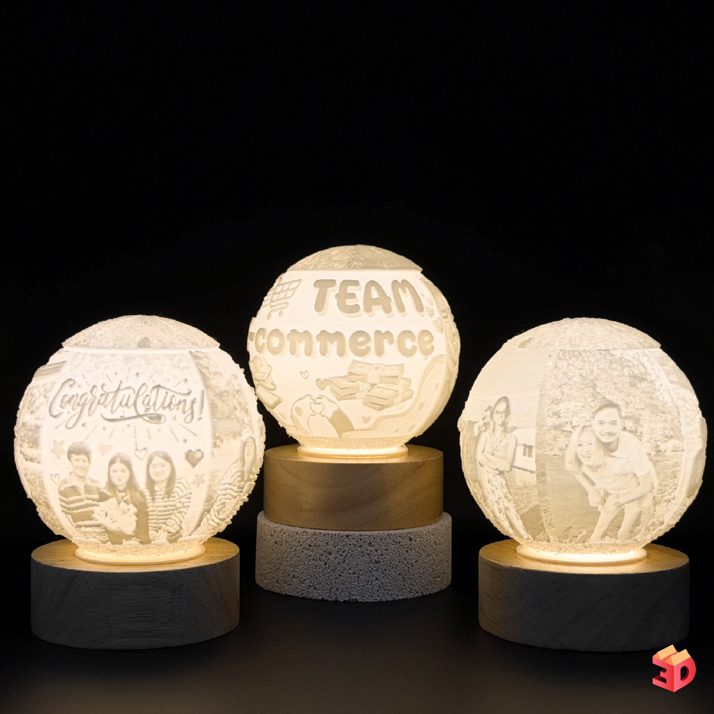 โคมไฟ 3D รูปดวงจันทร์ สั่งทำจากรูปจริง | ของขวัญวันครบรอบ วันเกิด วาเลนไทน์ | โคมไฟภาพถ่าย พร้อมกล่องของขวัญ