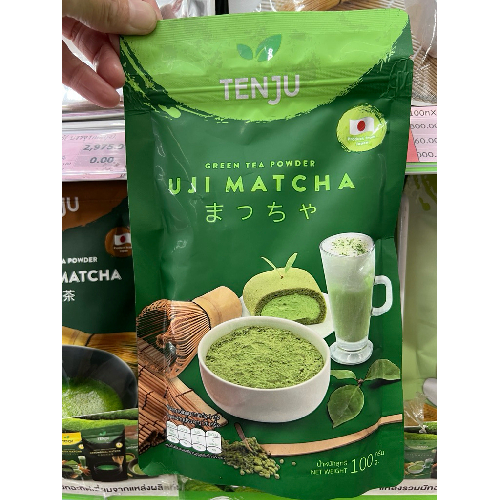 Tenju มัทฉะแท้จากญี่ปุ่น 100g ผงมัทฉะ Uji Matcha Green Tea Base เข้มข้น สีสวย กลิ่นหอม สำหรับทำเครื่