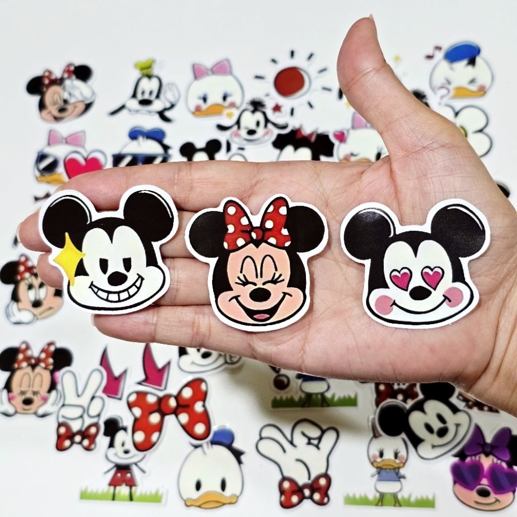 สติ๊กเกอร์ Mickey (อิโมจิ) มิกกี้ มินนี่ หัวกลมๆ ชิ้นเล็กๆ น่ารัก pvc กันน้ำ (50 ชิ้น)