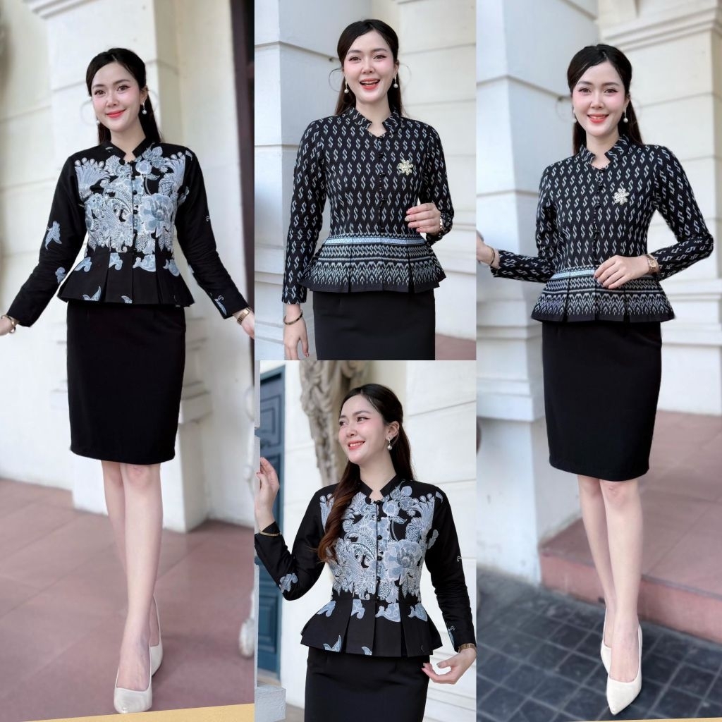 เสื้อแขนยาวคอจีนเอวทวิต ปรากฏตอนพิมพ์ลายไม่อัดผ้ากาวไม่ซับใน