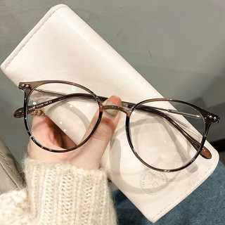 👓แว่นตาแฟชั่น👓 -50~550° แว่นตาสายตาสั้น แว่นป้องกันแสงสีฟ้า กรอบแว่นทรงกลม แว่นตาผู้หญิงสไตล์เกาหลี 113