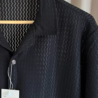 Knit collection • เสื้อถักแขนสั้น ซีทรูสลับลายเส้นหยัก