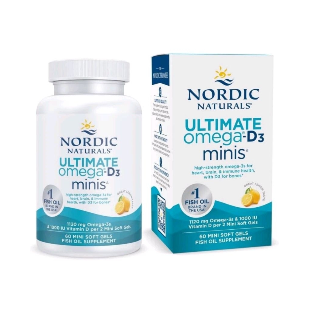 Nordic Naturals Ultimate Omega สูตรผสม Vitamin D3, 60 softgels