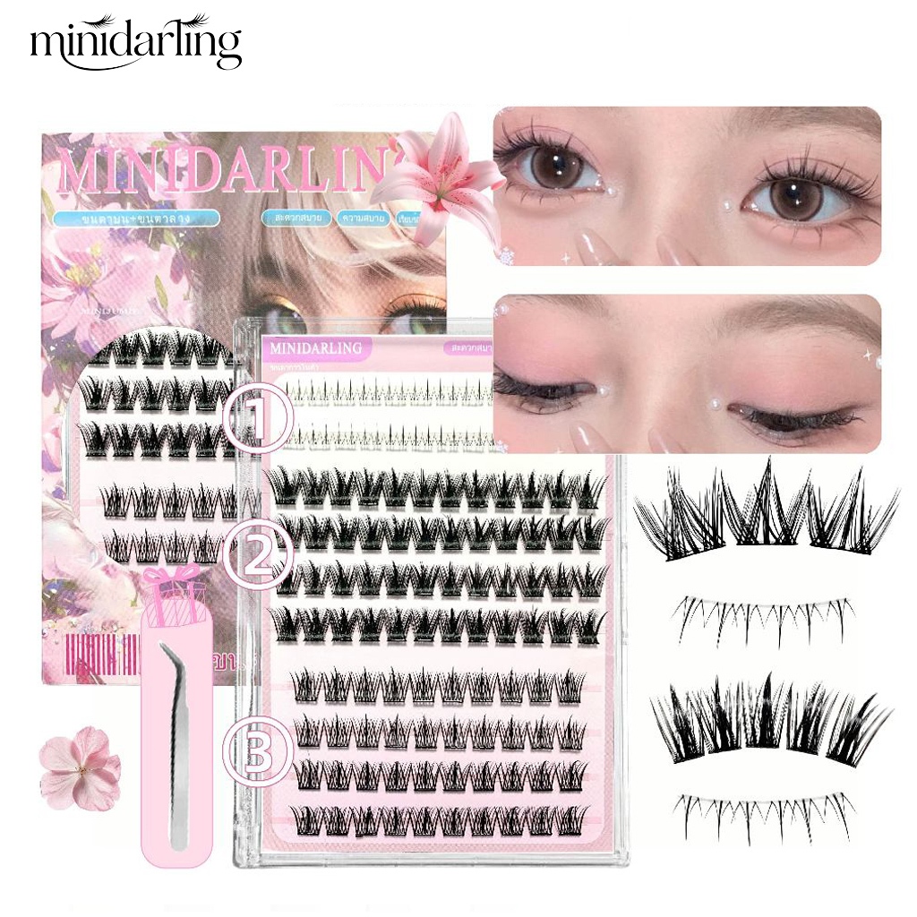 ใหม่! จัดส่งฟรี! Minidarling ขนตาปลอมมีกาวในตัว จึ้งทรงสวย เบาสบาย ทรงสวยธรรมชาติ