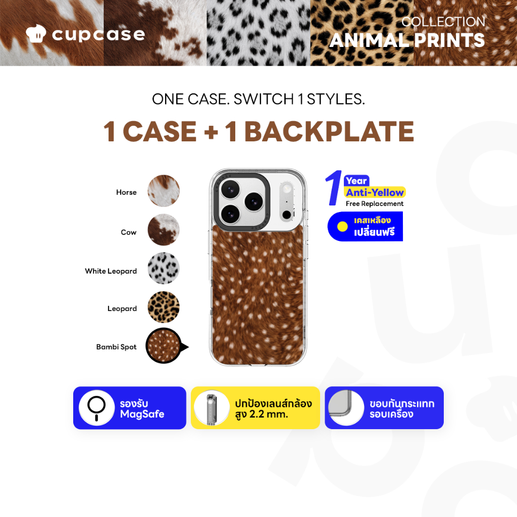 Cupcase Animal prints Collection Clear Case 1 ชิ้น + Backplate 1 ชิ้น