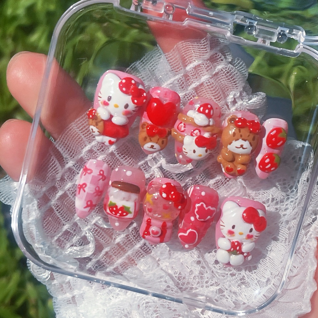 🎀เล็บปลอมเจลแท้100% เล็บปลอมสีเจลแท้ พร้อมส่ง ลายน่ารัก🎀