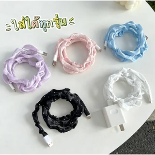 สายพันสายชาร์จ ใช้ได้ทุกรุ่น สายเกรียวตกแต่งงสายชาร์จ สายพันสีสันสดใส สำหรับทุกสไตล์