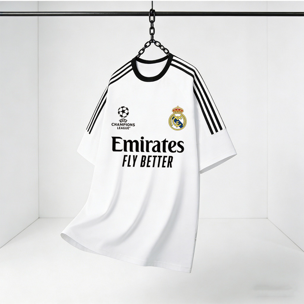 Q-1497 เสื้อยืดโอเวอร์ไซส์ แขนสามแถบ แนวสตรีท สายเกาหลี