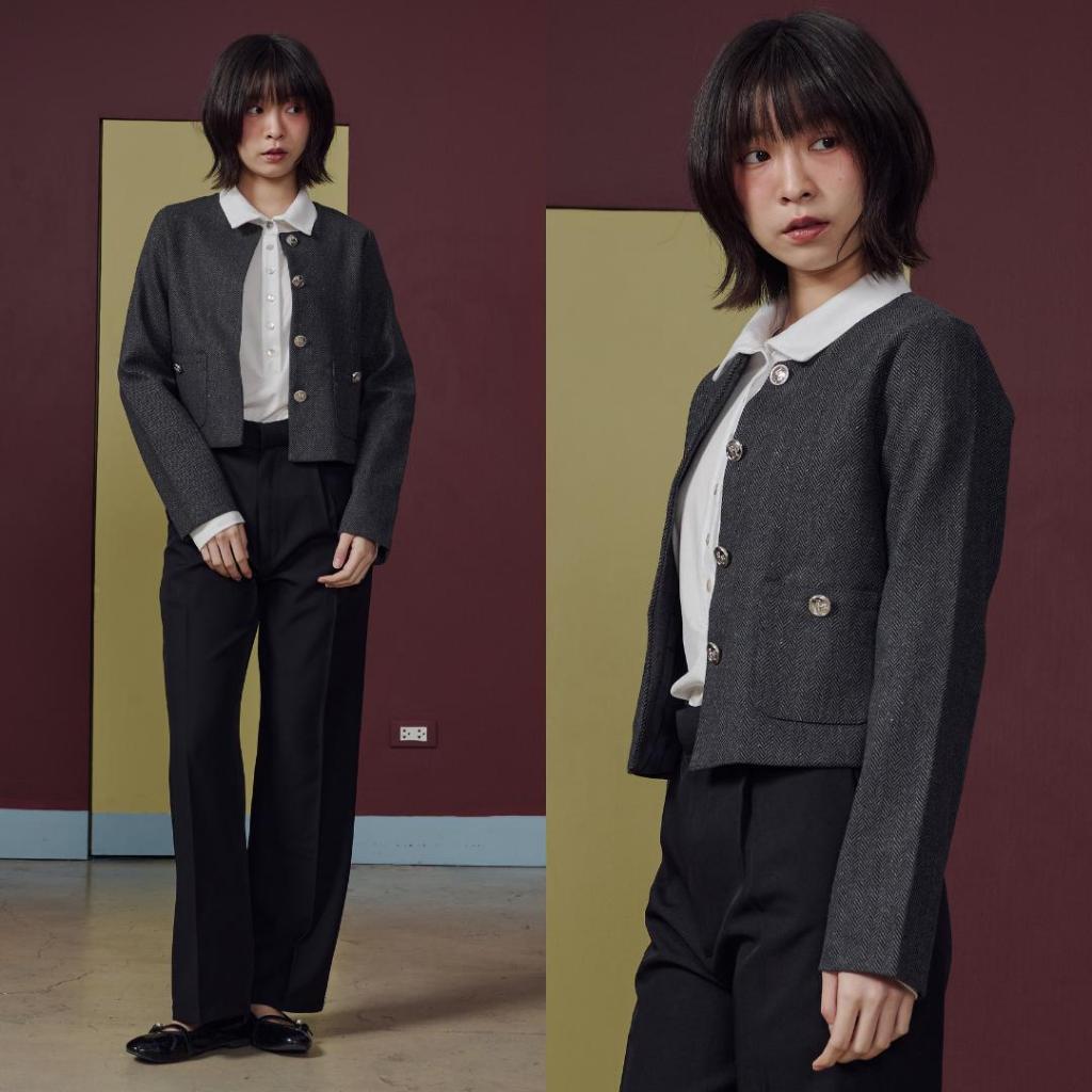 (พร้อมส่ง)Bemingtop1016(S-3XL)-BMG Tweed-Lookคาร์ดิแกนทรงเบลเซอร์เรียบหรู ที่ใส่แล้วดูเนี้ยบแบบ effortless รูปที่ 7