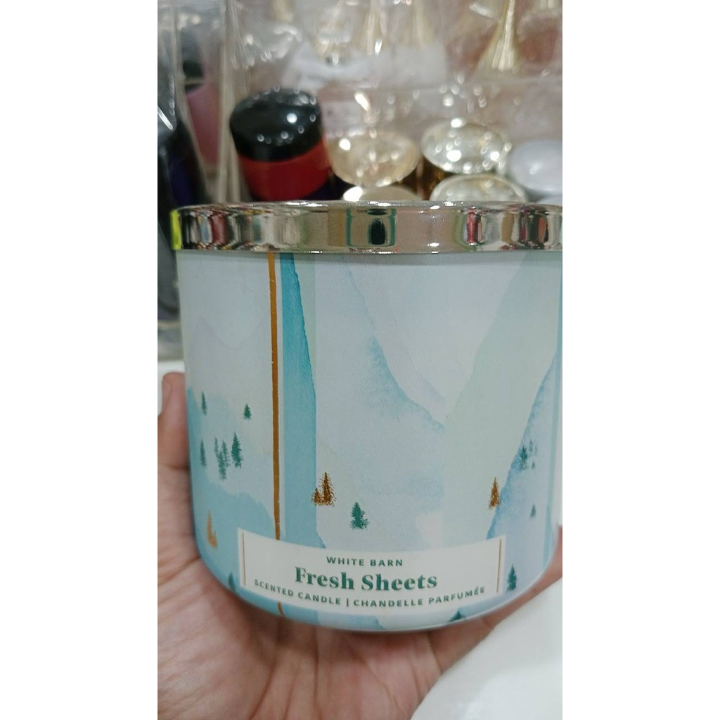 Bath & Body Works Fresh Sheets Candle 3-Wick 411g. เทียนหอม3ไส้