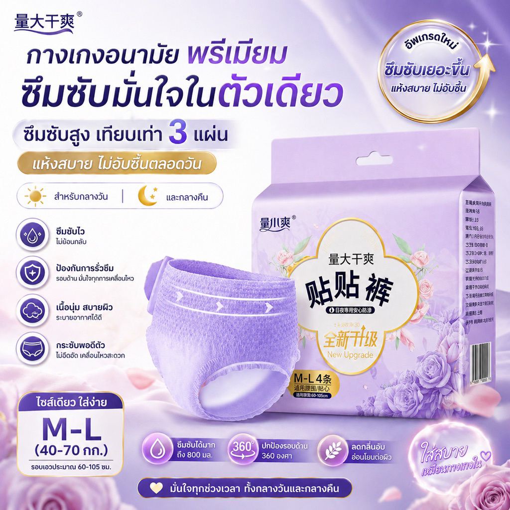 4 ชิ้น ผ้าอนามัย Lancool แบบกางเกงใน ระบายอากาศดีเยี่ยม