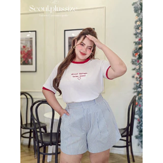 (S) กางเกงขาสั้น ทรงบาร์บี้ ผ้าลายริ้ว ทรงฮิต (มีเอว34-60“) ใส่สบาย เสื้อผ้าสาวอวบอ้วน พลัสไซส์ ไซส์ใหญ่