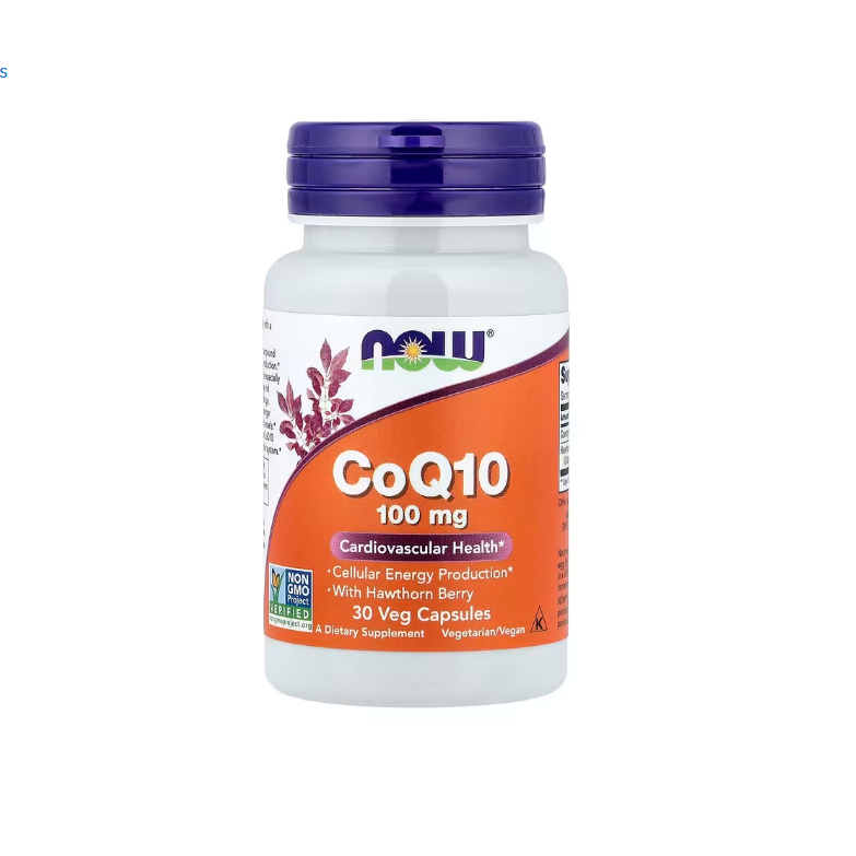 NOW Foods, CoQ10 With Hawthorn Berry, 30 Veg Capsules โคคิวเท็น