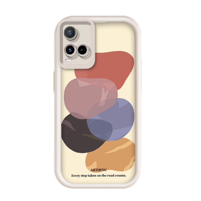 เข้ากันได้ Vivo Y21/Vivo Y21s,กรณีโทรศัพท์ป้องกันกราฟฟิก Macaron Abstract Art ที่อ่อนโยน