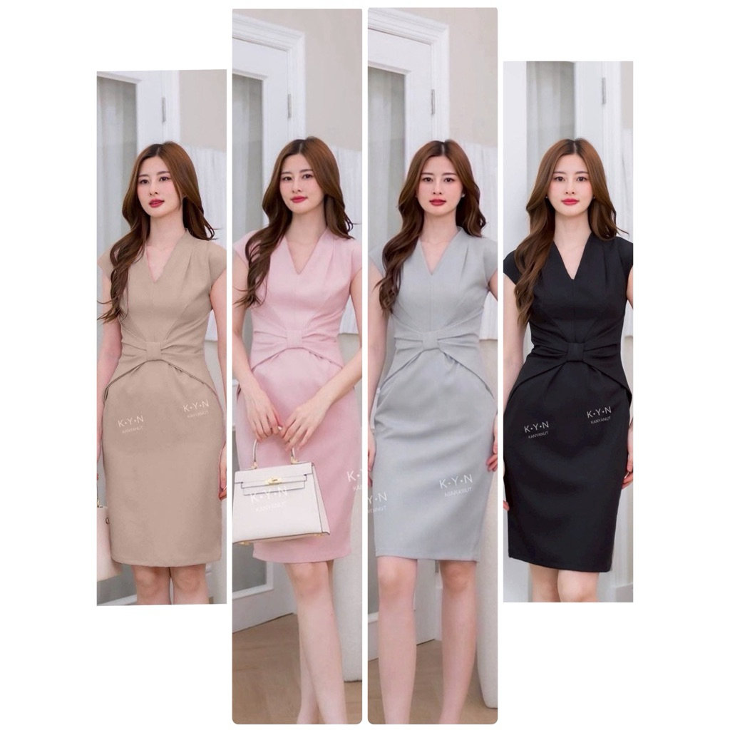 K•Y•N เดรสทำงาน ออกงาน งานสวย คัตติ้ง💯TAG K•Y•N # 2516