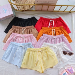 Candy Shorts กางเกงขาสั้น แคนดี้ 9สี เอวต่ำ เชือกรูด สั้นแบบถูกใจสาวๆ เนื้อผ้าคอตตอล100%