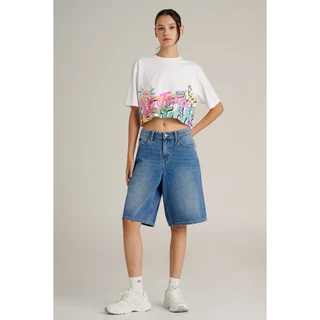Mc JEANS (แม็คยีนส์) เสื้อยืดผู้หญิง เสื้อยืดแขนสั้น ทรงครอป Cropped Fit T-Shirt มีให้เลือก 2 สี MTTZB88