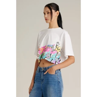 Mc JEANS (แม็คยีนส์) เสื้อยืดผู้หญิง เสื้อยืดแขนสั้น ทรงครอป Cropped Fit T-Shirt มีให้เลือก 2 สี MTTZB88