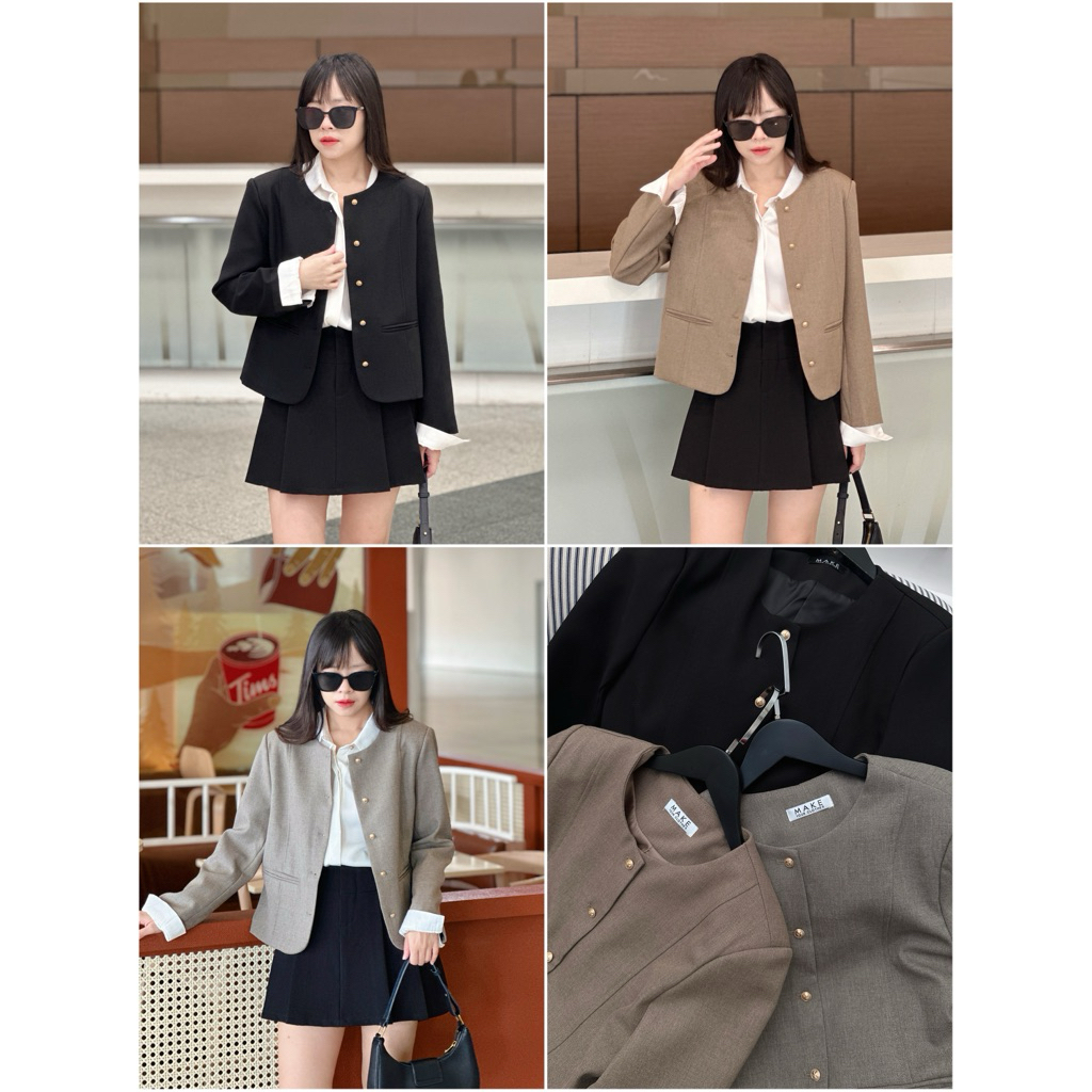 [Make your Clothes] Scarlett premium blazer เสื้อคลุมผ้าสูท กระดุมทองเล็ก