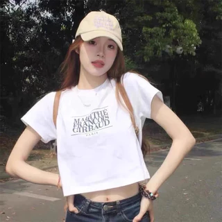 【ของแท้ 100%】เสื้อยืดโลโก้ MARITHE FRANÇOIS GIRBAUD สุดคลาสสิก สวมใส่สบายและมีสไตล์ ทรงครอปท็อป จัดส่งรวดเร็ว
