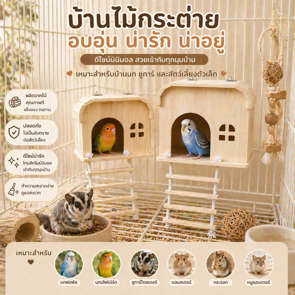 🇹🇭งานไทย บ้านนก กระรอก ชูก้าร์ (สินค้าถ่ายจากงานจริงตรงปก100%)