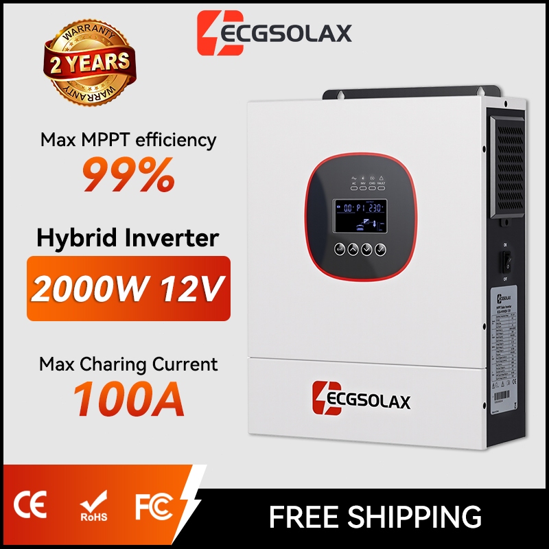 【มีพร้อมส่ง】ECGSOLAX MPPT 2KW Hybrid Solar Inverter ในตัว 100A Solar Charge Controller อินเวอร์เตอร์
