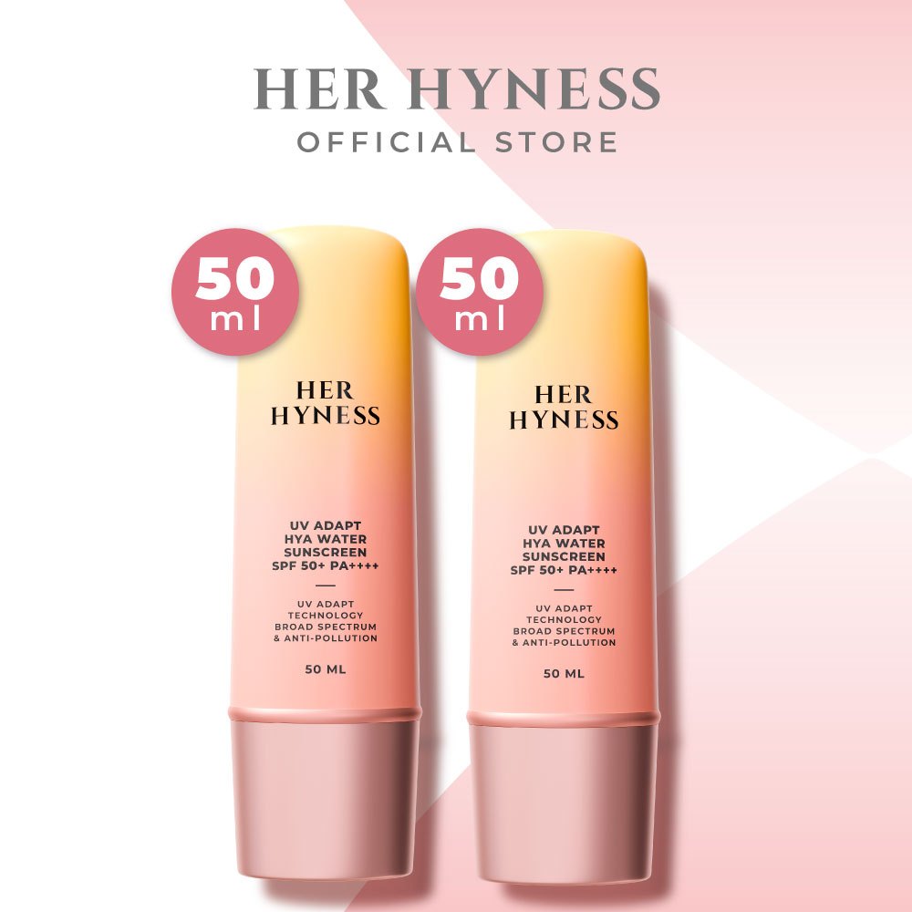 [แพคคู่] HER HYNESS UV ADAPT HYA WATER SUNSCREEN SPF50+ PA++++ กันแดดอัจฉริยะ บูสผิวให้กันแดดได้เอง สูตรใช้ทุกวัน 50มล.