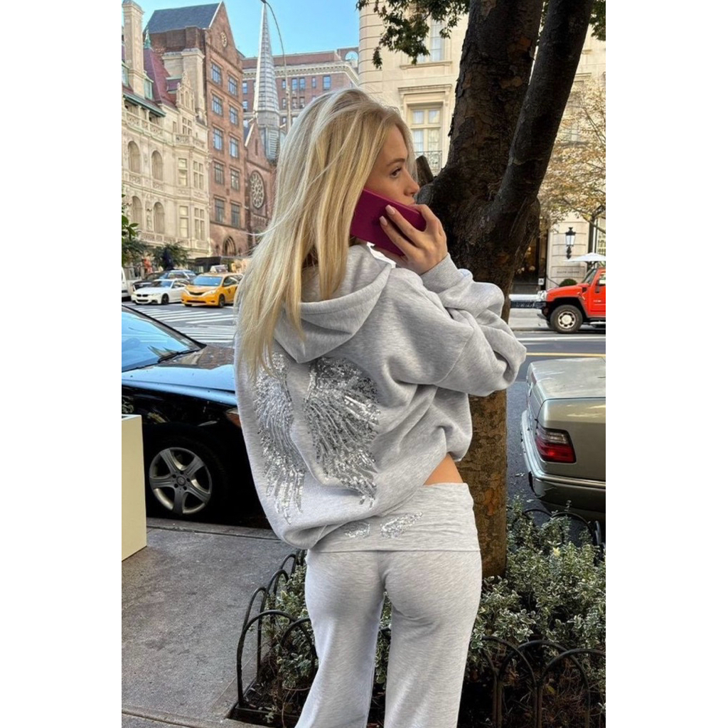 Subdued Wings🪽 Sequin Hoodie Top Babyteeเสื้อสายเดี่ยว ของแท้100%Shop pattaya[ส่งของทุกวันพุธ]