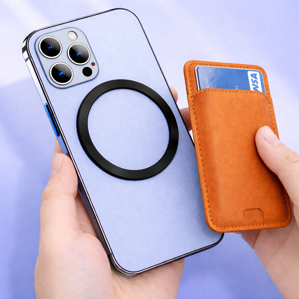 ที่ใส่บัตร พร้อม  Magsafe ring หนัง PU เรียบหรู เท่  Phone card holder with Magsafe ring