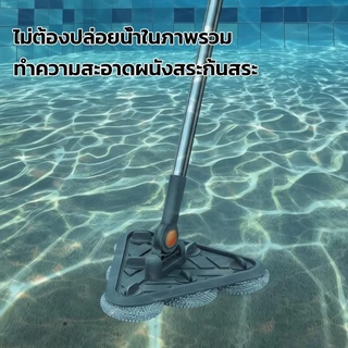 แปรงทำความสะอาดหัวสามเหลี่ยมลวดสแตนเลส แปรงสามเหลี่ยม ด้ามยาวหมุน360° สำหรับห้องน้ำและครัว ทำความสะอาดตู้ปลา อ่าง พื้น