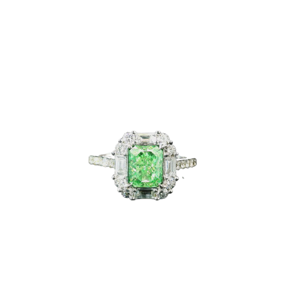 1.51 Carat Fancy intense Green SI1 Clarity Diamond Ring