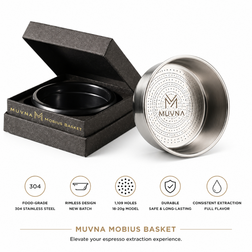 MUVNA ตะแกรงชงกาแฟ 58mm Mobius Basket บาสเก็ตเอสเพรสโซ ไหลดี ครีมาหนานุ่ม สำหรับเครื่องชงกาแฟ 58 มม.