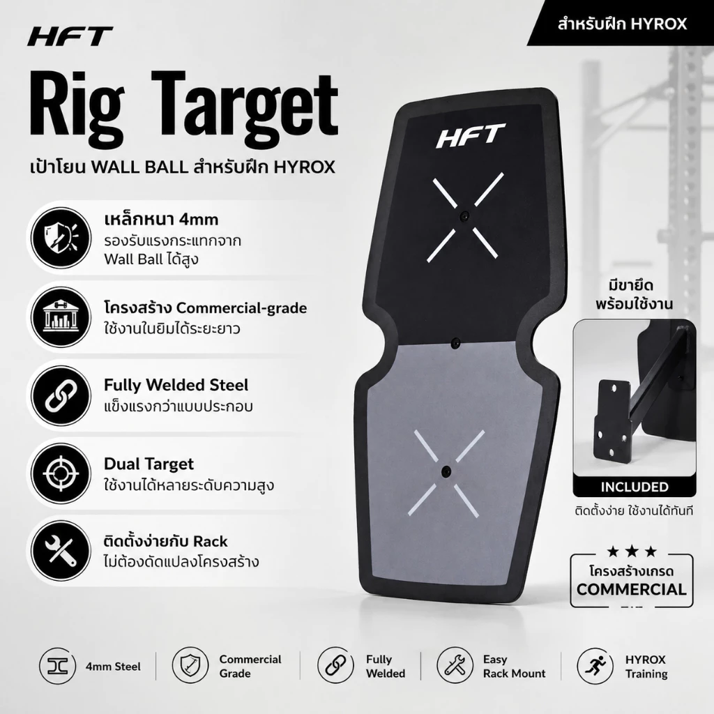 HFT Wallball Rig Target เป้าวอลบอล เป้าโยนลูกบอลถ่วงน้ำหนัก ลูกบอล ฝึกกล้ามเนื้อ สำหรับฝึก Hyrox - Homefittools