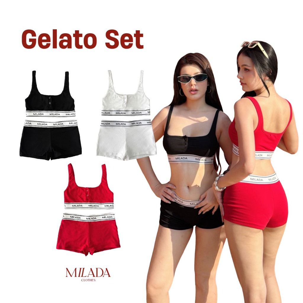 **ขายแยกชิ้น** Gelato set เซ็ตสปอร์ตยางยืดสกรีน (A1020)