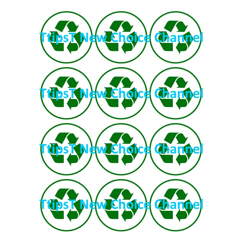 สติคเกอร์กันน้ำ RECYCLE (Water proof sticker) 1 ชุด12 ชิ้น ขนาด 6 cm