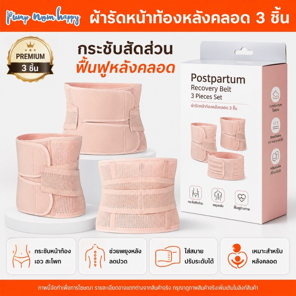ผ้ารัดกระชับหน้าท้องหลังคลอด / พยุงหลังแก้ปวด กระชับสัดส่วน ลดน้ําหนัก เผาผลาญไขมันหน้าท้อง Belt