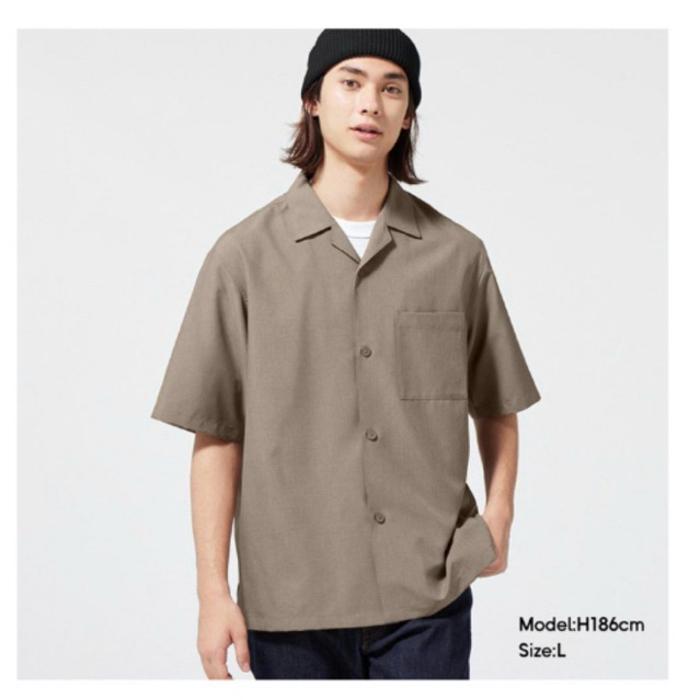 GU/Dry Open Collar Shirt ,brown